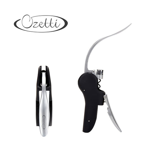 Ozetti Wine Opener Compact Vertical Corkscrew Wine Bottle Opener with Built-in Foil Cutter