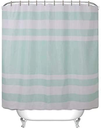 Shower Curtain with Metal Hooks, 72" x 72" - Mint Lines