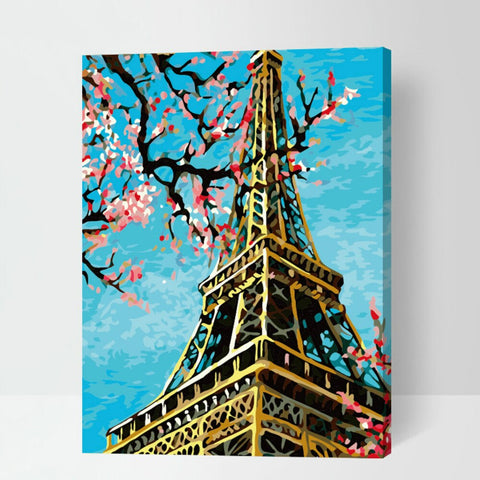 DIY Paint by Numbers Kit - Eiffel Tower Flowers