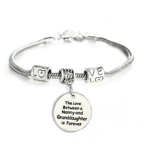 Love Between a Nanny and Granddaughter is Forever Bracelet - Personalized Jewelry Gift - 10’’ Bracelet