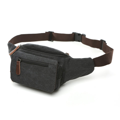 Waist Bag Fanny Pack Slim Soft Canvas with Adjustable Belt Strap