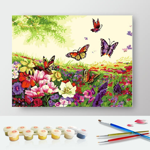 Paint by Numbers Kit - Flowers and Butterlfies