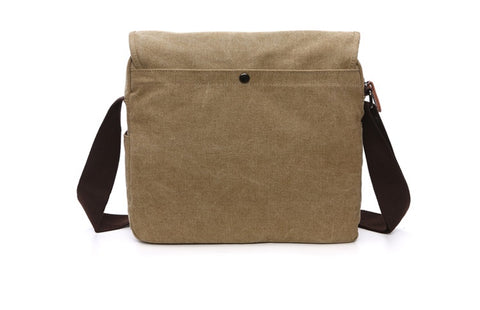 Men's Messenger Bag -  Retro Canvas Shoulder Bag - Light Brown