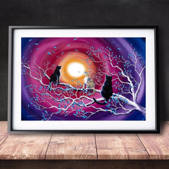 DIY Paint by Numbers Canvas Painting Kit - Cats and Moon