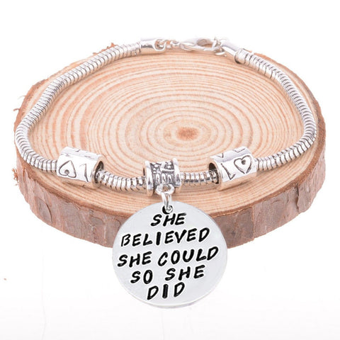 Bangle Bracelet Engraved - She Believed she Could so She Did