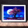 Image of DIY Paint by Numbers Canvas Painting Kit - Pink Tree Blue Night