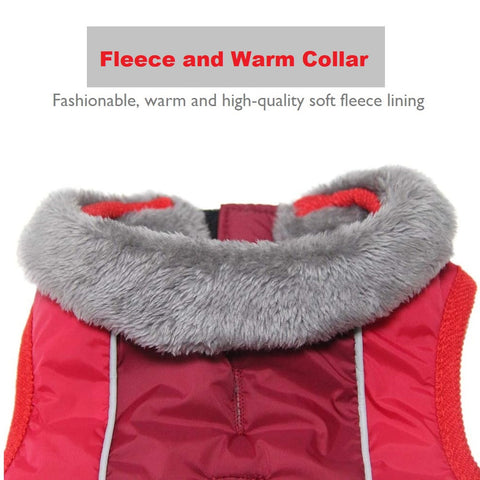 Fleece Warm Dog Jacket Coat Vest for Puppy Winter Cold - RED