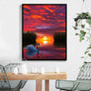 Image of DIY Paint by Numbers Canvas Painting Kit - Red Sunset Swan