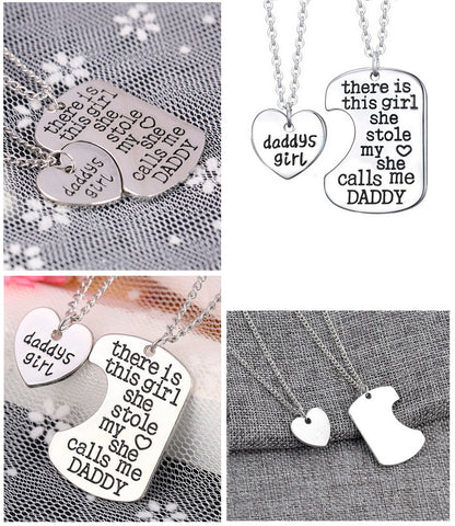 Daddy's Girl Heart Pendant Necklace - Father Daughter Necklace Set