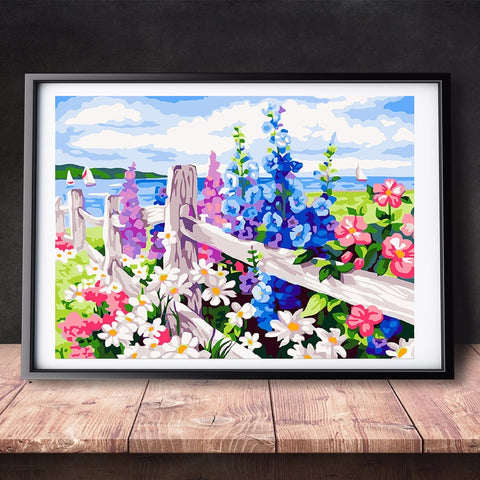 Paint by Numbers Kit - Flowers and Fence