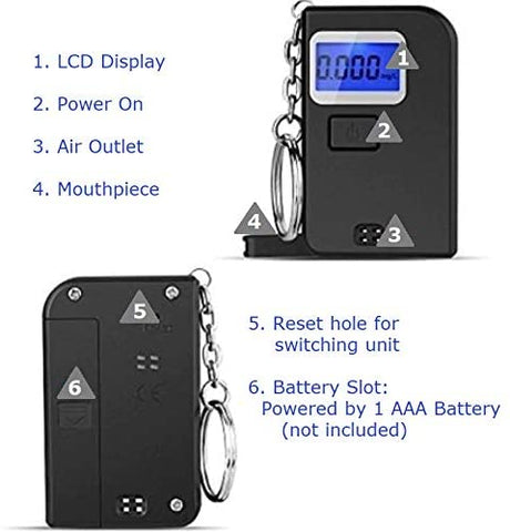 Breathalyzer - Digital Blue LED Screen - Portable