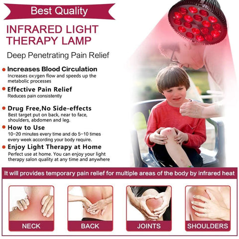 Red Light Therapy Lamp - Clamp and Bulb Set - 54W 18 LED