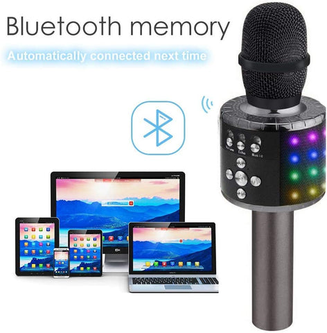 Bluetooth Karaoke Microphone - Wireless 4 in 1 - With LED Lights