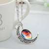 Image of Galaxy & Crescent Cosmic Moon Pendant Necklace - Colorful Glass - 17.5''