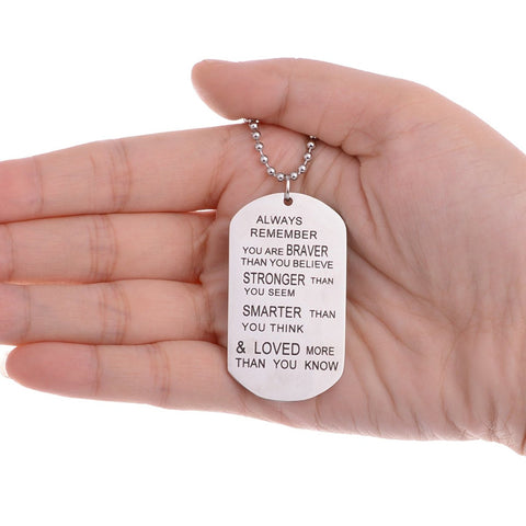 Inspirational Pendant Necklace Remember You are Braver Than You Believe