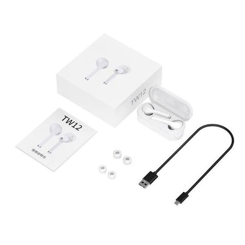 Bluetooth 5.0 Earbuds with Wireless Charging Case - White