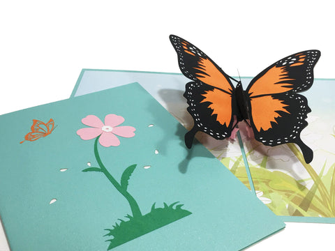 3D Orange Butterfly Pop Up Card and Envelope