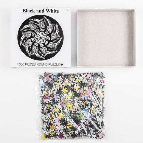 Black and White Round Puzzle - 1000 Pieces Jigsaw