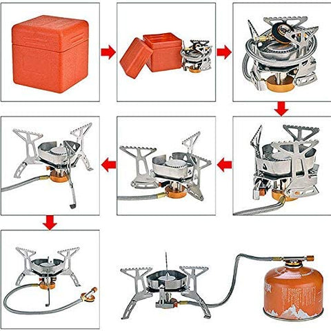 Portable Camping Stove - Windproof Lightweight Collapsible Backpack Stove Burner