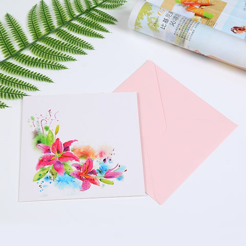 3D Pink Flower Box Pop Up Card and Envelope