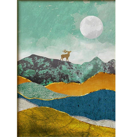DIY Paint by Numbers Canvas Painting Kit - Moon and Deer