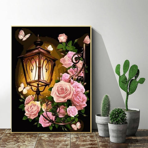 DIY Paint by Numbers Canvas Painting Kit - Roses and Light Porch
