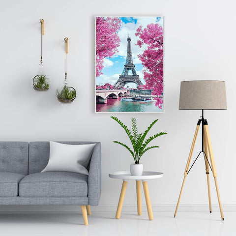 5D Diamond Painting by Number Kit Blooming Paris Eiffel Tower