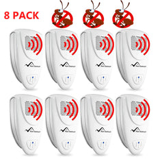 Ultrasonic Ant Repeller - PACK of 8 - 100% SAFE for Children and Pets - Get Rid Of Pests In 7 Days Or It's FREE