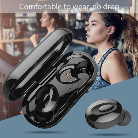 Bluetooth 5.0 Earbuds with Wireless Charging Case - Black