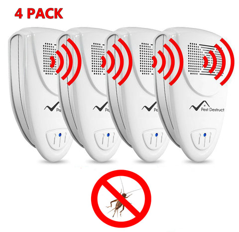 Ultrasonic Cricket Repeller PACK OF 4 - 100% SAFE for Children and Pets - Quickly Eliminate Pests