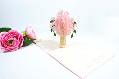 3D Pink flowers BIG Pop Up Card and Envelope