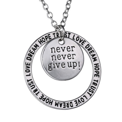 Never Give Up Pendant Necklace