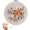 Image of Embroidery Starter Kit with Pattern Flowers White Orange