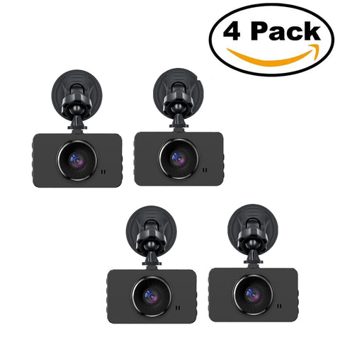 Dash Cam PACK OF 4, 1080P Car DVR Dashboard Camera Full HD with 3" LCD Screen 120°Wide Angle, WDR, G-Sensor, Loop Recording and Motion Detection