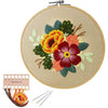 Image of Embroidery Starter Kit with Pattern Flowers Orange Red