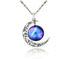 Image of Galaxy & Crescent Cosmic Moon Pendant Necklace