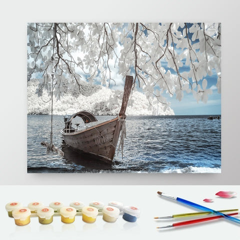 DIY Paint by Numbers Canvas Painting Kit - Fishing Boat on Deck