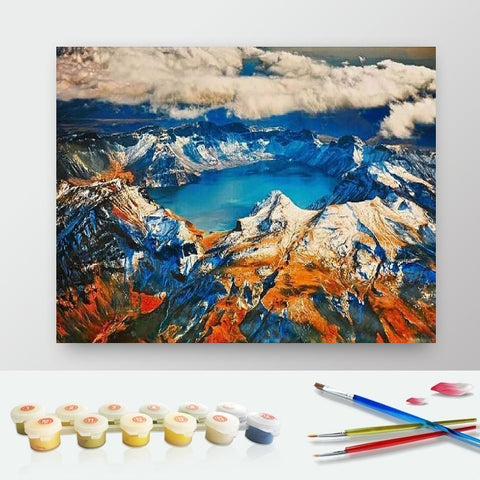 DIY Paint by Numbers Canvas Painting Kit - Mountains from The Sky