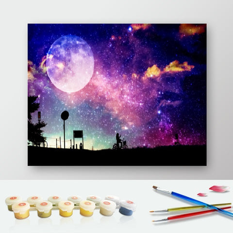 DIY Paint by Numbers Canvas Painting Kit - Purple Night