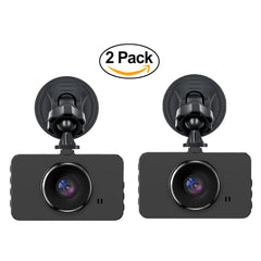 Dash Cam PACK OF 2, 1080P Car DVR Dashboard Camera Full HD with 3" LCD Screen 120°Wide Angle, WDR, G-Sensor, Loop Recording and Motion Detection