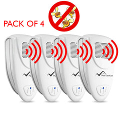 Ultrasonic Fruit Fly Repeller - PACK of 4 - 100% SAFE for Children and Pets - Quickly eliminates pests - Fruit Fleas, Mosquitoes, Spiders, Rodents