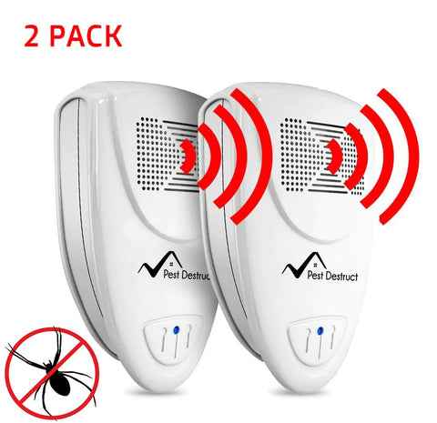 Ultrasonic Spider Repeller Pack of 2 - 100% SAFE for Children and Pets - Quickly Eliminate Pests