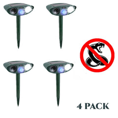 Snake Outdoor Ultrasonic Repeller - PACK OF 4 - Solar Powered Ultrasonic Animal & Pest Repellant - Get Rid of Snakes in 48 Hours or It's FREE