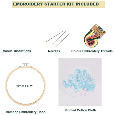 Embroidery Starter Kit with Pattern Pink Blooming Tree