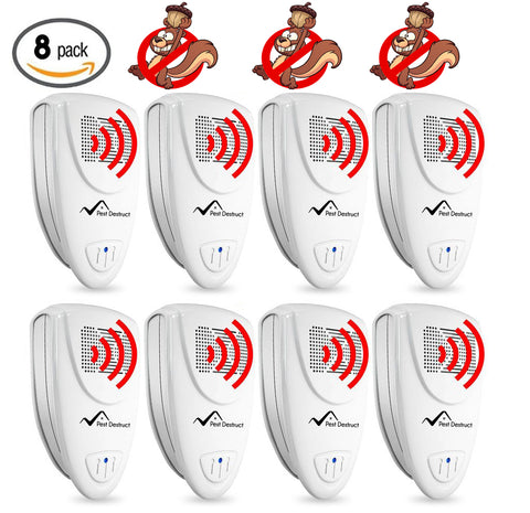Ultrasonic Squirrel Repeller PACK of 8 - Get Rid Of Squirrels In 72 Hours Or It's FREE